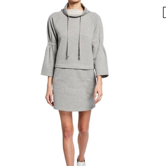 Laundry by Shelli Segal Funnel Neck Mini Sweatshirt Dress Grey Size Medium NEW - Picture 1 of 9